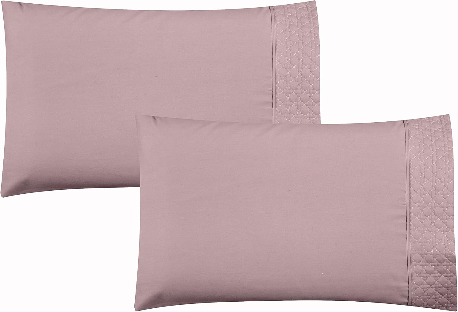 Elegant Comfort Luxury Soft Coziest 4-Piece Bed Sheet Set 1500 Thread Count Egyptian Quality Microfiber Wrinkle Resistant Beautiful Quilted Design on Flat Sheet and Pillowcases, Queen, Dusty Rose