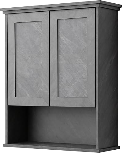 Miniatura 9 de Armario de pared de baño sobre inodoro de 25 x 30 pulgadas, gabinetes de madera para medicamentos para baño, armario montado en la pared con 2