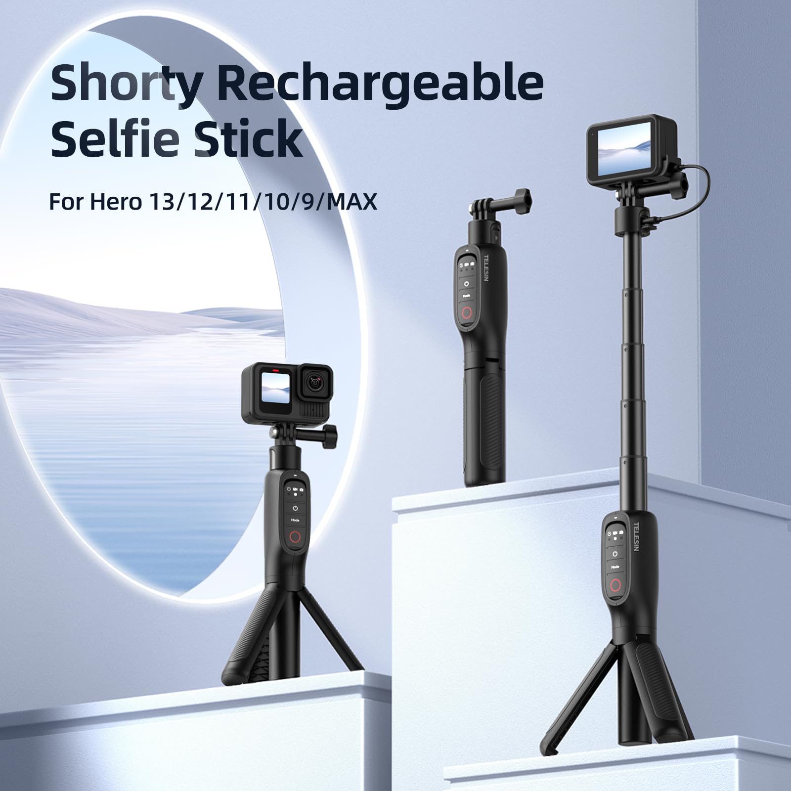 TELESIN° Selfie Stick 5000mAh Batteria Compatible GoPro - Dettaglio