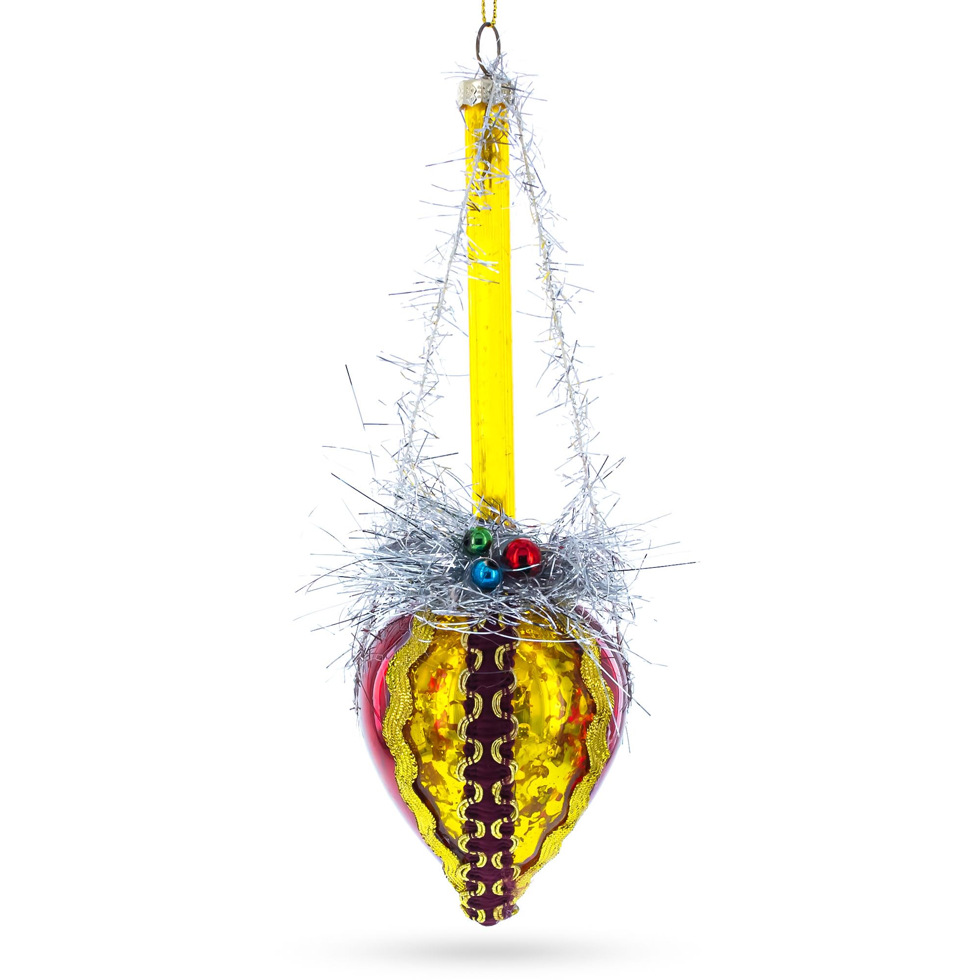 Décoration de Noël en verre rouge BestPysanky suspension sapin fete