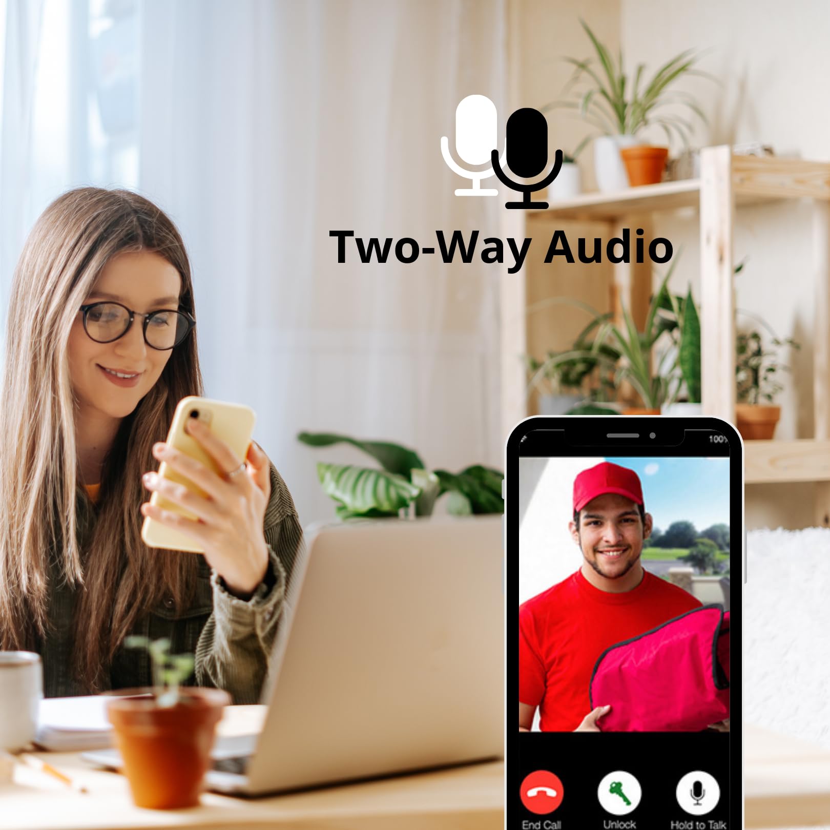 Home>it® Video Timbre con WiFi y App - Cámara HD 720p, Visión Nocturna, Audio Bidireccional, Detección de Movimiento, Vista en Vivo, Protección Antirrobo - Plata
