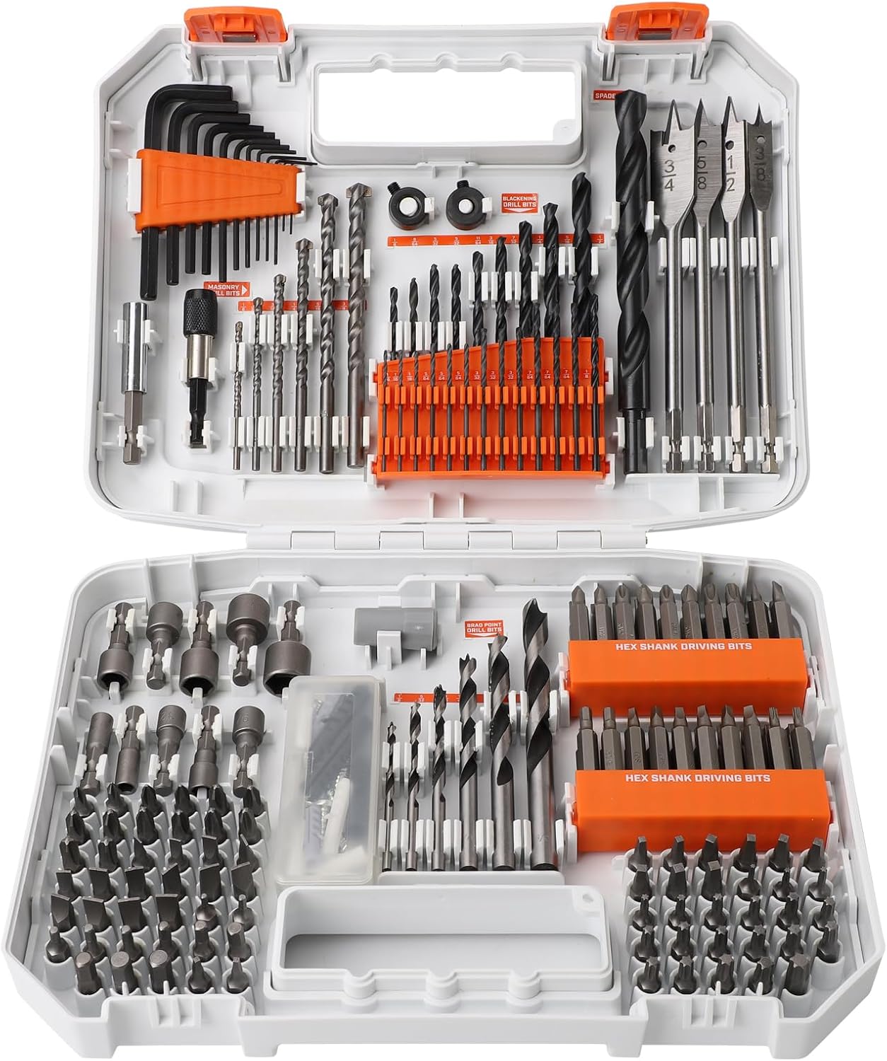 COMOWARE 200Pcs Drill Bit Set & Screwdriver Bit Set - HSS/CR-V 1/4" Multi-Purpose Bits in Transparent Storage Case, Impact Driver Accessories for DIY Projects, Home Repairs, Professional Use