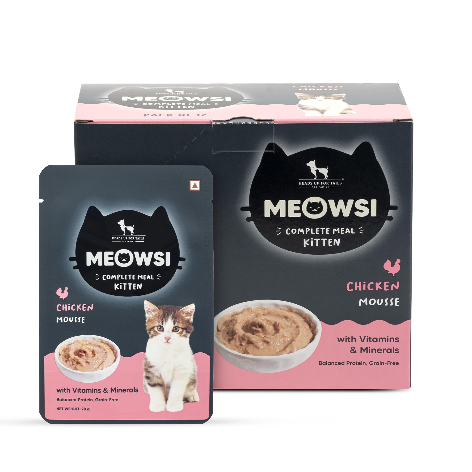 Meowsi by HUFT Chicken Mousse Kitten Wet Food - 70 gm | Pack of 6