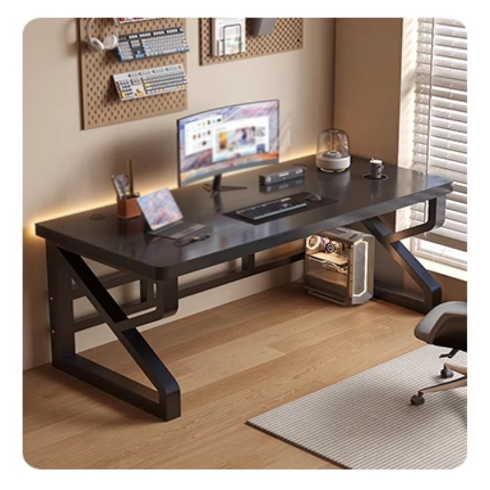 Escritorio de oficina en casa, patas gruesas y resistentes, mesa de computadora duradera para el hogar u oficina, alta capacidad de carga, estación de trabajo de 100 x 60 cm