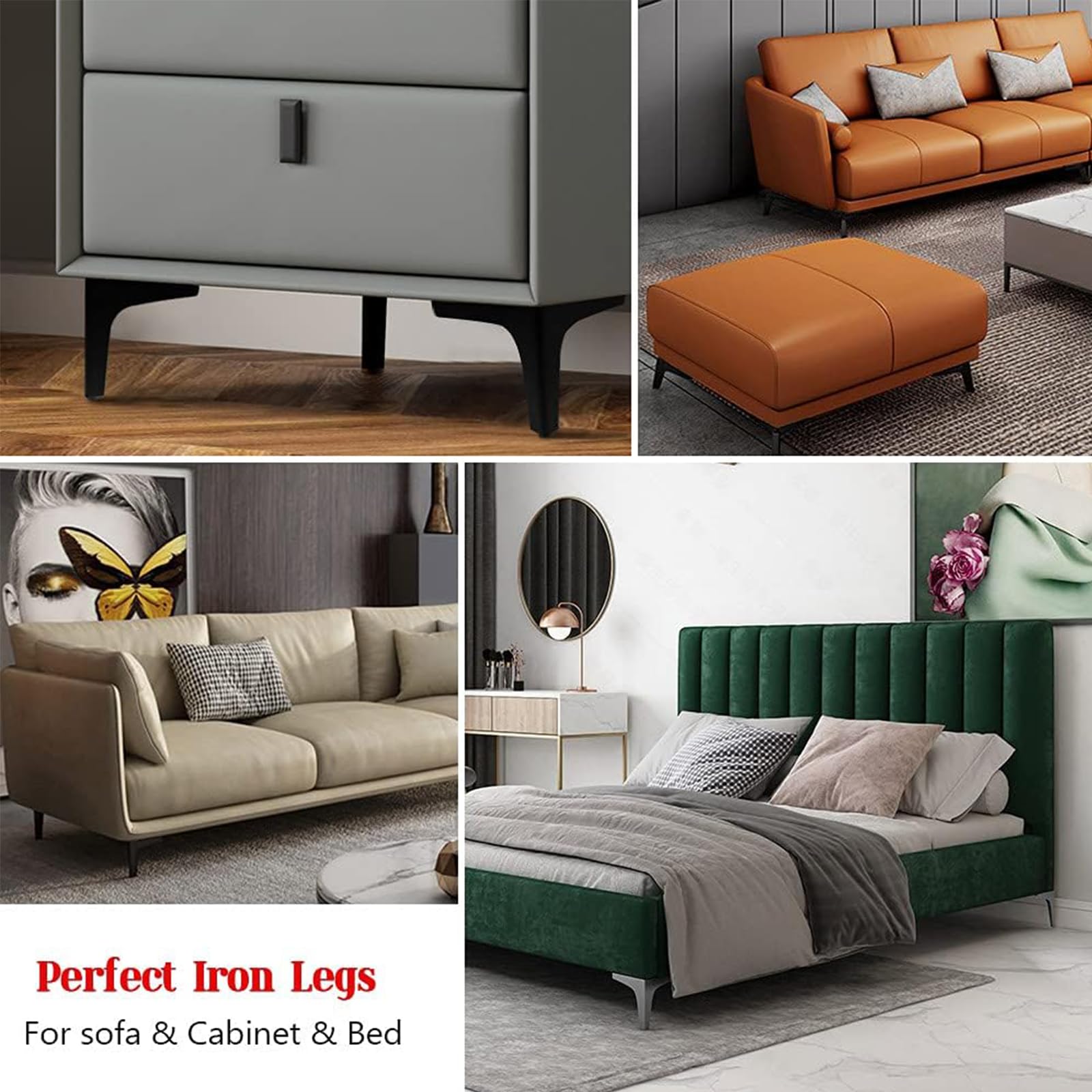 Cjueiom 4 Pack Silver Modern Round Furniture Legs, 10cm/4 Inch, Cold Rolled Steel, Suitable for Cabinet Cupboard, Sofa, Couch - Image 3