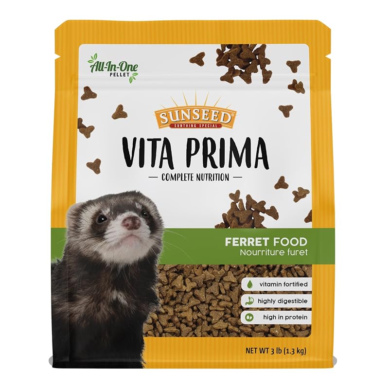 Ração para Furões Sunseed Vita Prima com Proteínas de Frango, Porco e Ovos, 1,36 kg