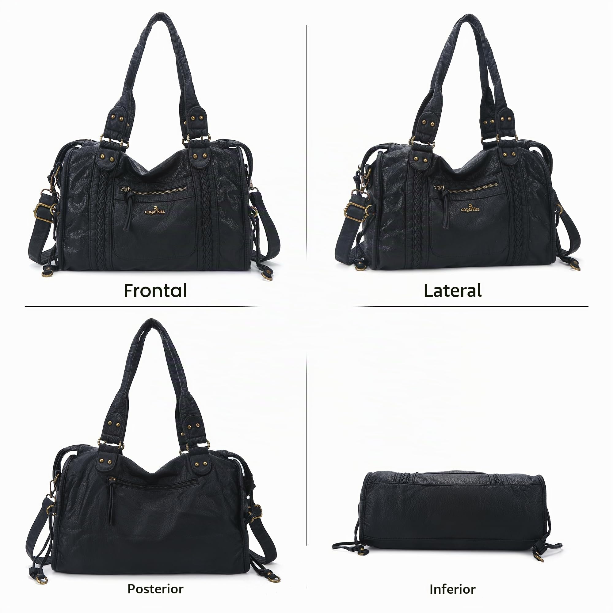Angel Kiss Hobo Bags - Bolso de mano para mujer, de cuero vegano, bolso grande de hombro