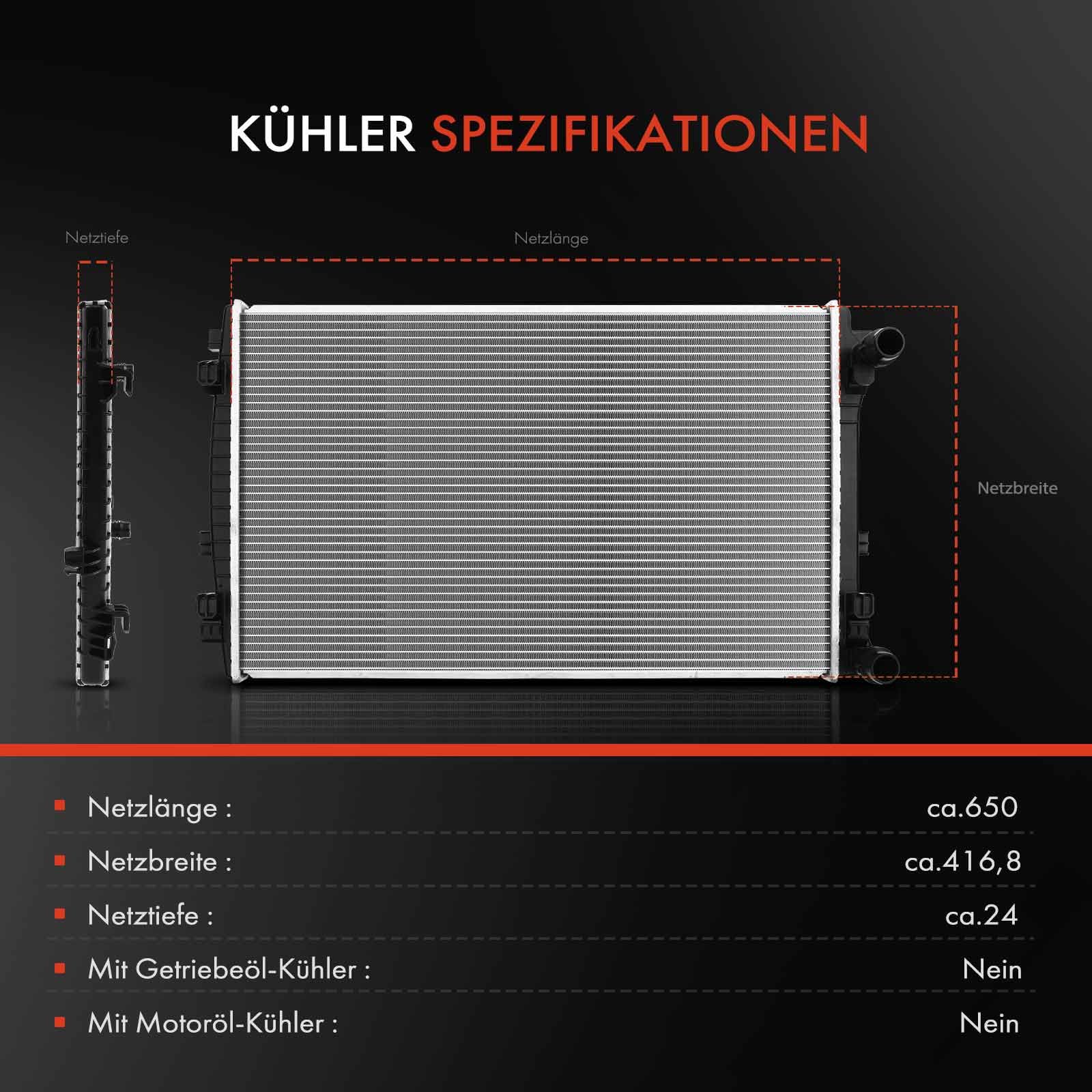 Frankberg Kühler Wasserkühler Motorkühlung 5Q0121251ER | Kompatibel mit T.o.u.r.a.n 5T1, A3 Limousine 8VM 8VS, A3 8V1 8VK, O.c.t.a.v.i.a III 5E3 NL3 NR3, T-R.O.C A11 D11
