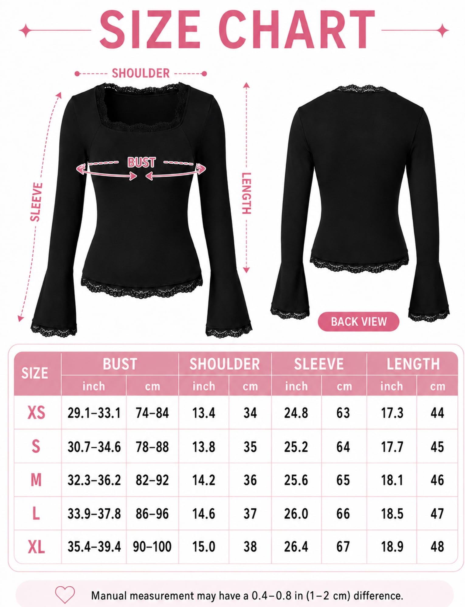 Donna Top Elegante Pizzo Camicia Maniche Lunghe Corna Blusa Scollo a Regno Sexy Cerimonia Feste Festival XS-XL