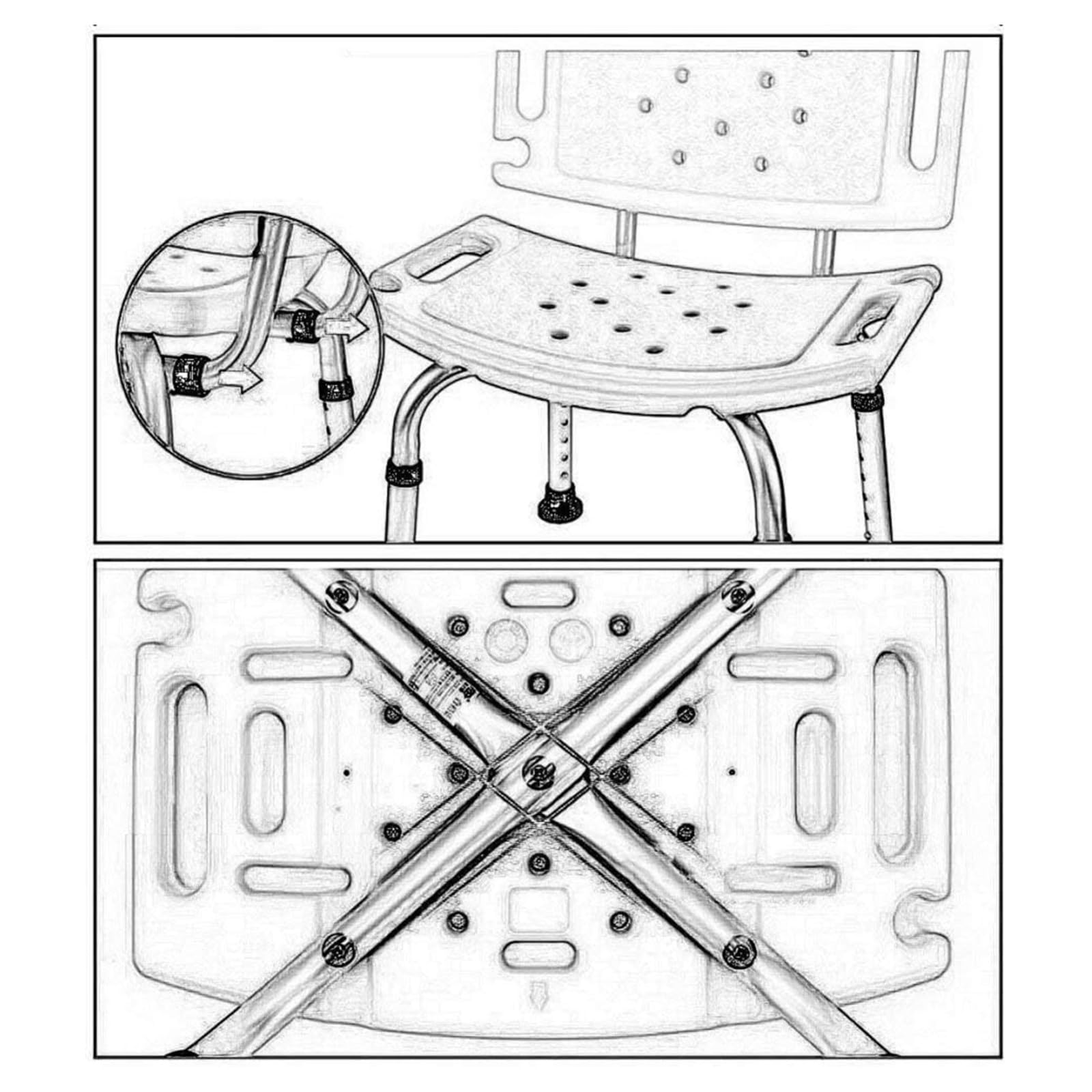 Asiento Ducha con Respaldo,Silla Ducha Antideslizante,Silla de Baño Geriatrica,Silla para Plato de Ducha Regulable en Altura,Silla de Ducha para Personas Mayores Taburete Baño