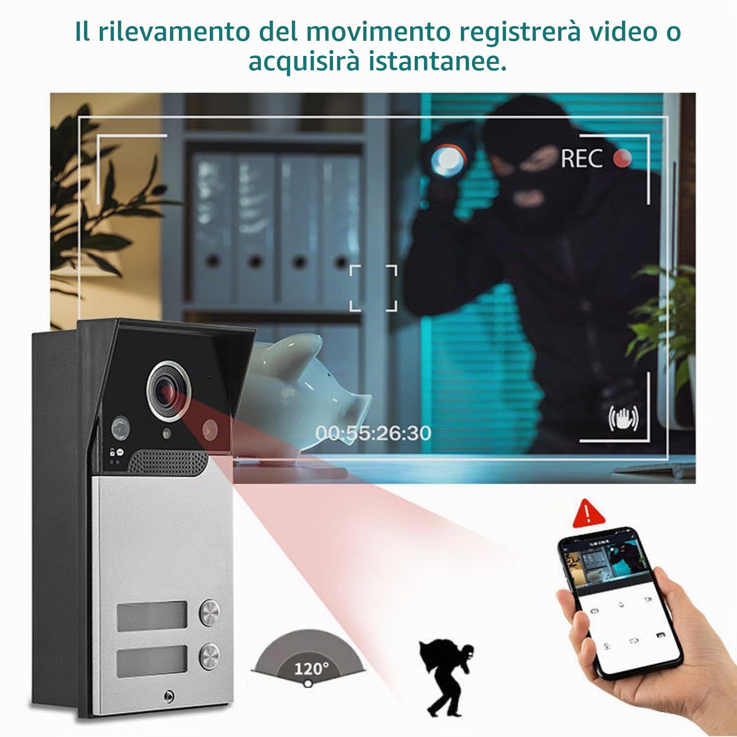 Wifi Tuya Videocitofono Cablato 2 Unità Campanello Per Il Sistema Di Videocitofono Domestico Video Campanello, Touch Screen Da 7 Pollici Del Monitor Interno, Telecamera Di Visione Notturna 1080p