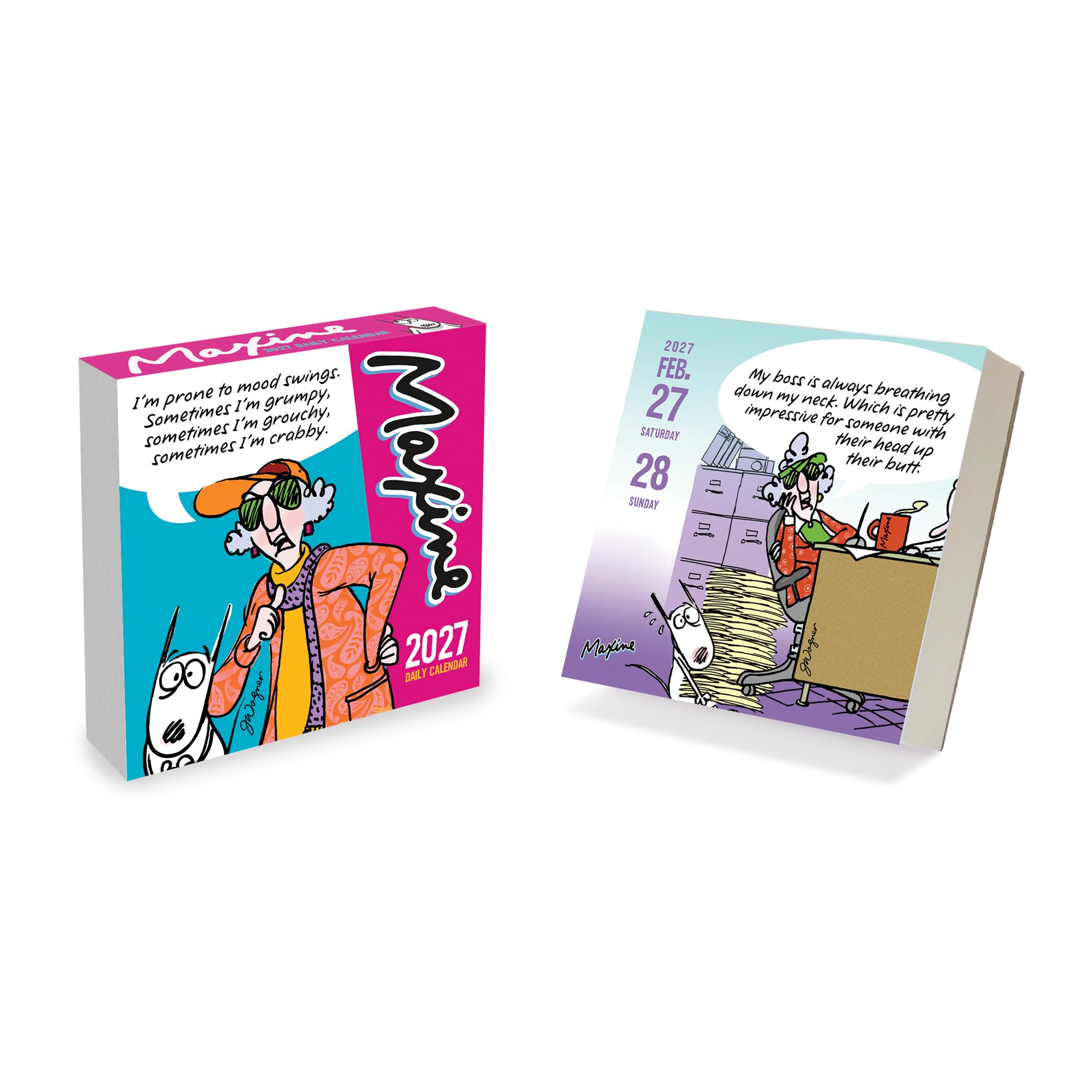 TF Publishing 2027 Maxine Daily Desktop Calendar - Small Desk Calendar 2027 with over 300 Full-Color Tear-Off Pages and Standing Cardboard Easel - 5.25 in x 5.25 in