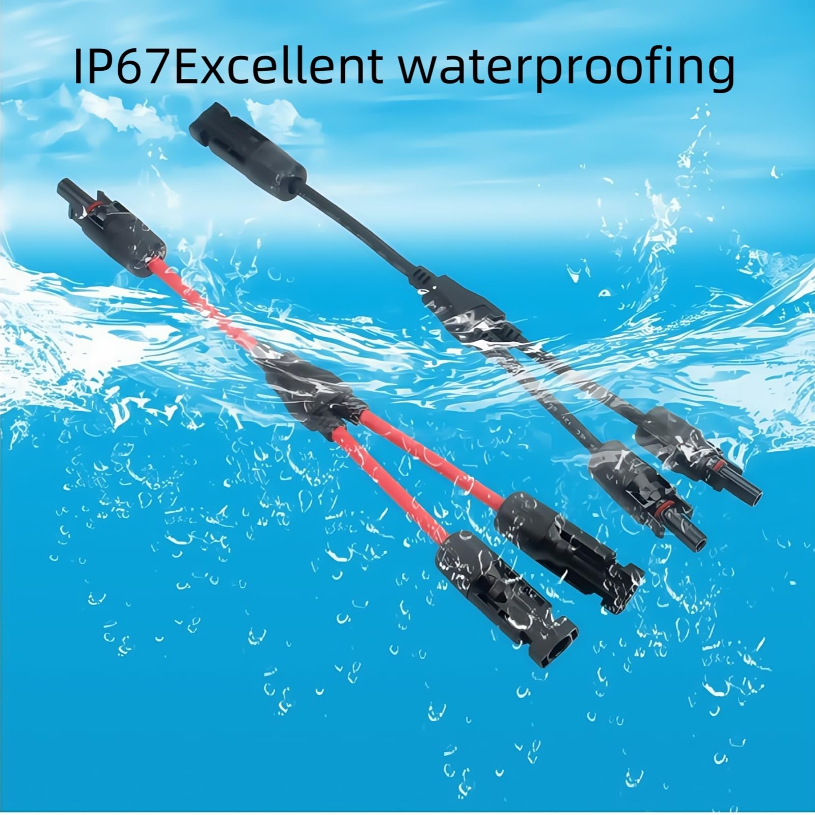 2 pares de conectores solares Y-Tee 1 a 2 adaptadores paralelos impermeables, conector de cable de cobre estañado de 10 AWG para paneles solares fotovoltaicos (2 pares M/FF y F/MM)