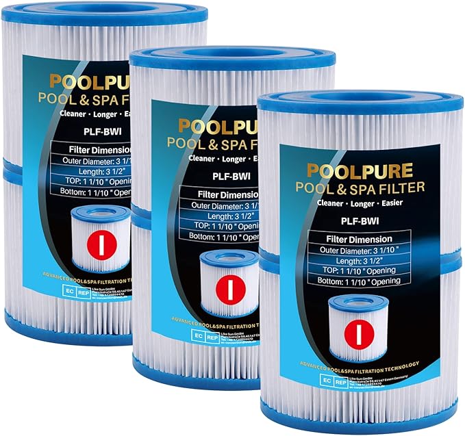 POOLPURE Pool Filter Compatible with BestWay 58093 Type I, 5809317