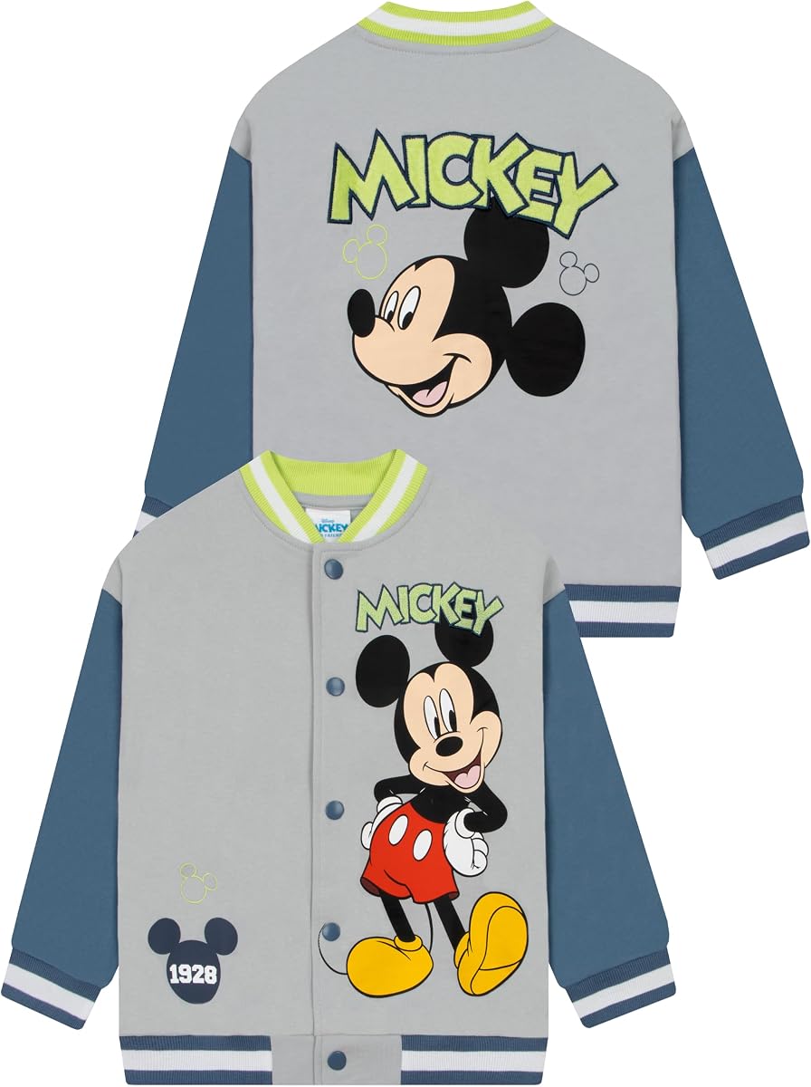 Disney Mickey Mouse Jacket For Kids, Mickey Mouse Boys Jacket, Cotton Bomber Jackets For Boys, Gray 4