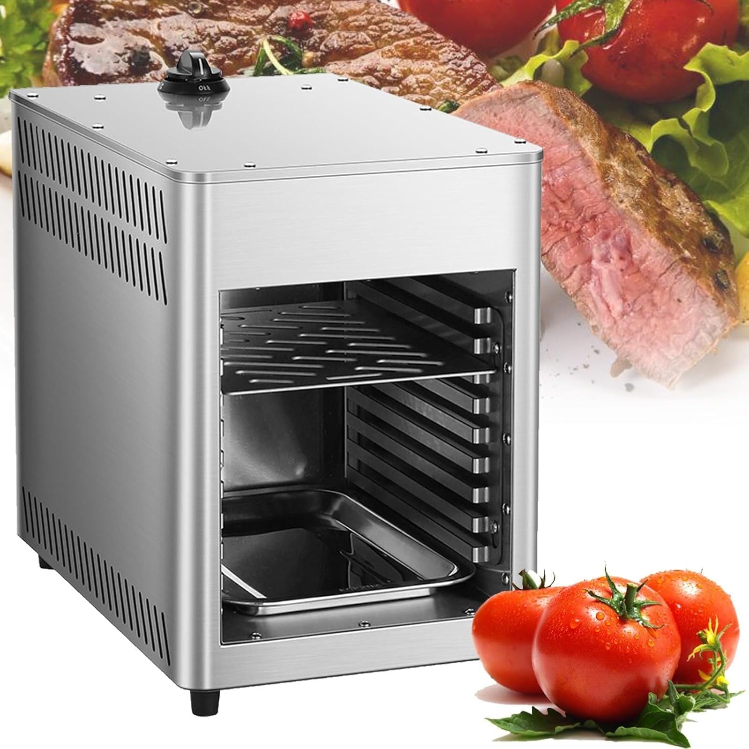 Stainless Steel Gas Steak Broiler,Commercial 800℃ Constant Temperature Steak Oven Grill, for Steak, Pizza, Salmon, Fruits and Vegetables(NPJ002G)