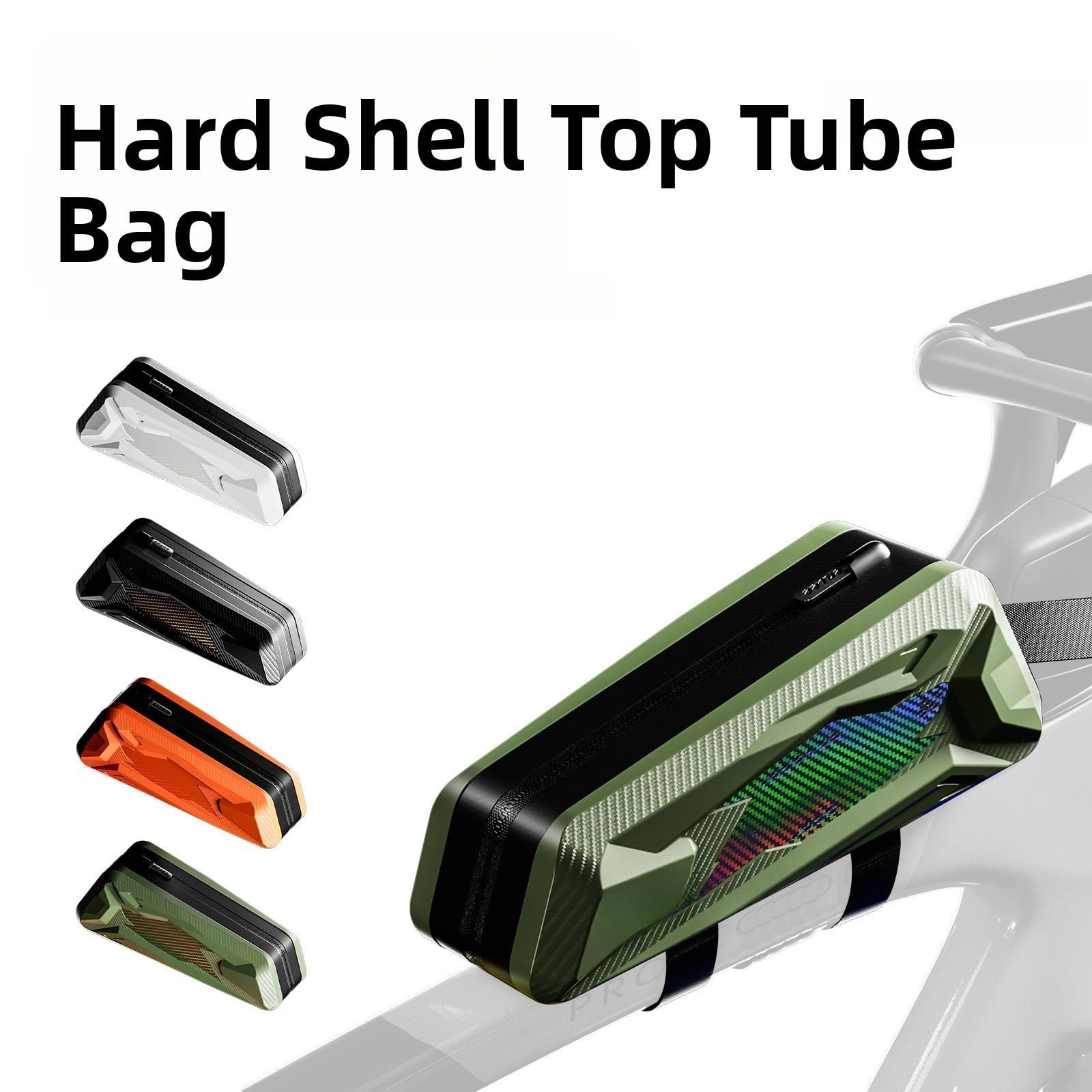Borsa impermeabile per tubo superiore della bicicletta, 1,8 l, per bici da strada e mountain bike, pendolarismo, con cinghie di sicurezza, arancione, verde, nero, bianco (bianco)
