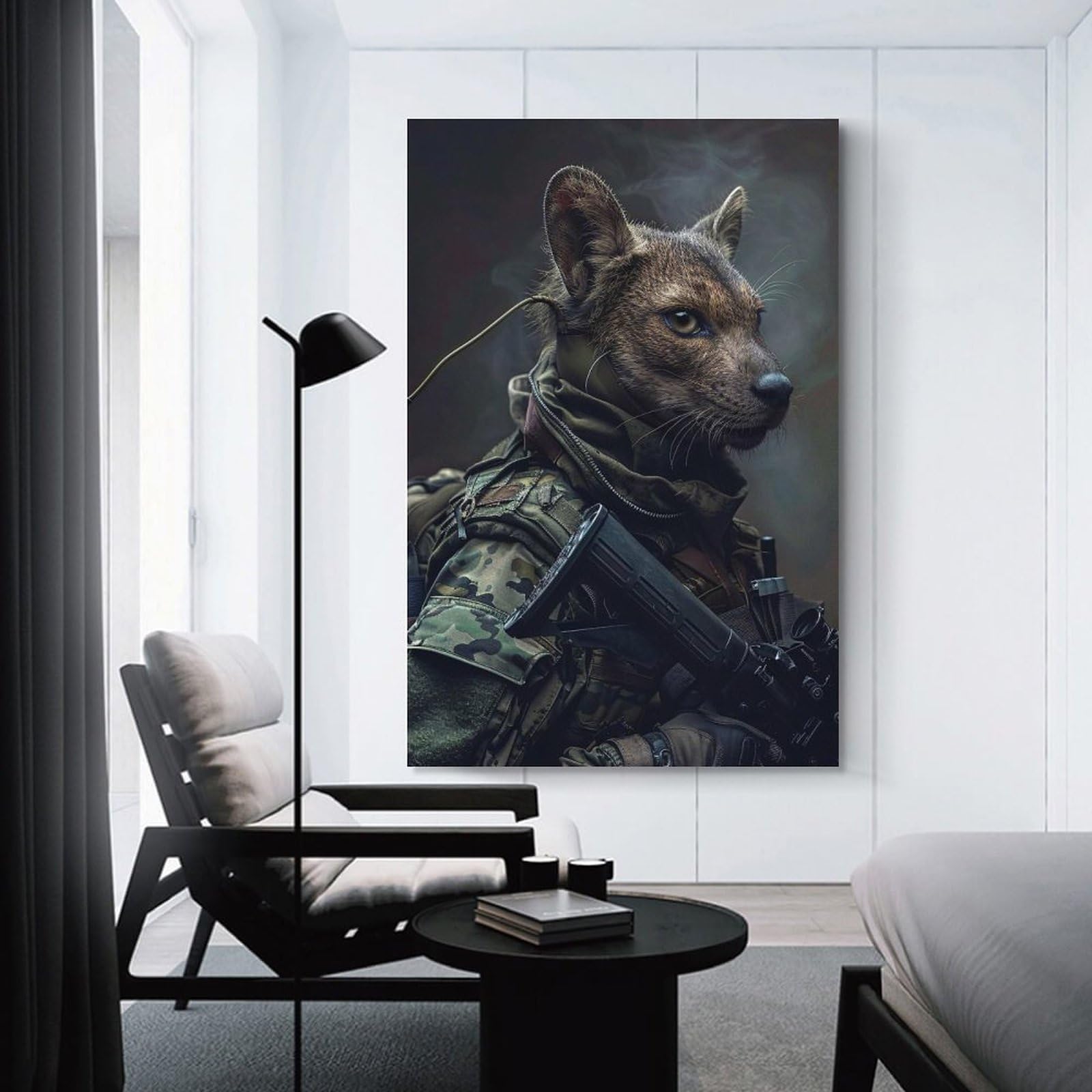 Junmoney Unframe-Style-13 Anthropomorphic Fox Soldier With Rifle Home Decor Wall Art, 12X18inch(30X45cm), For Wall Displays, Bedrooms Or Room Updates, Ideal For Building A Coordinated Art Wall