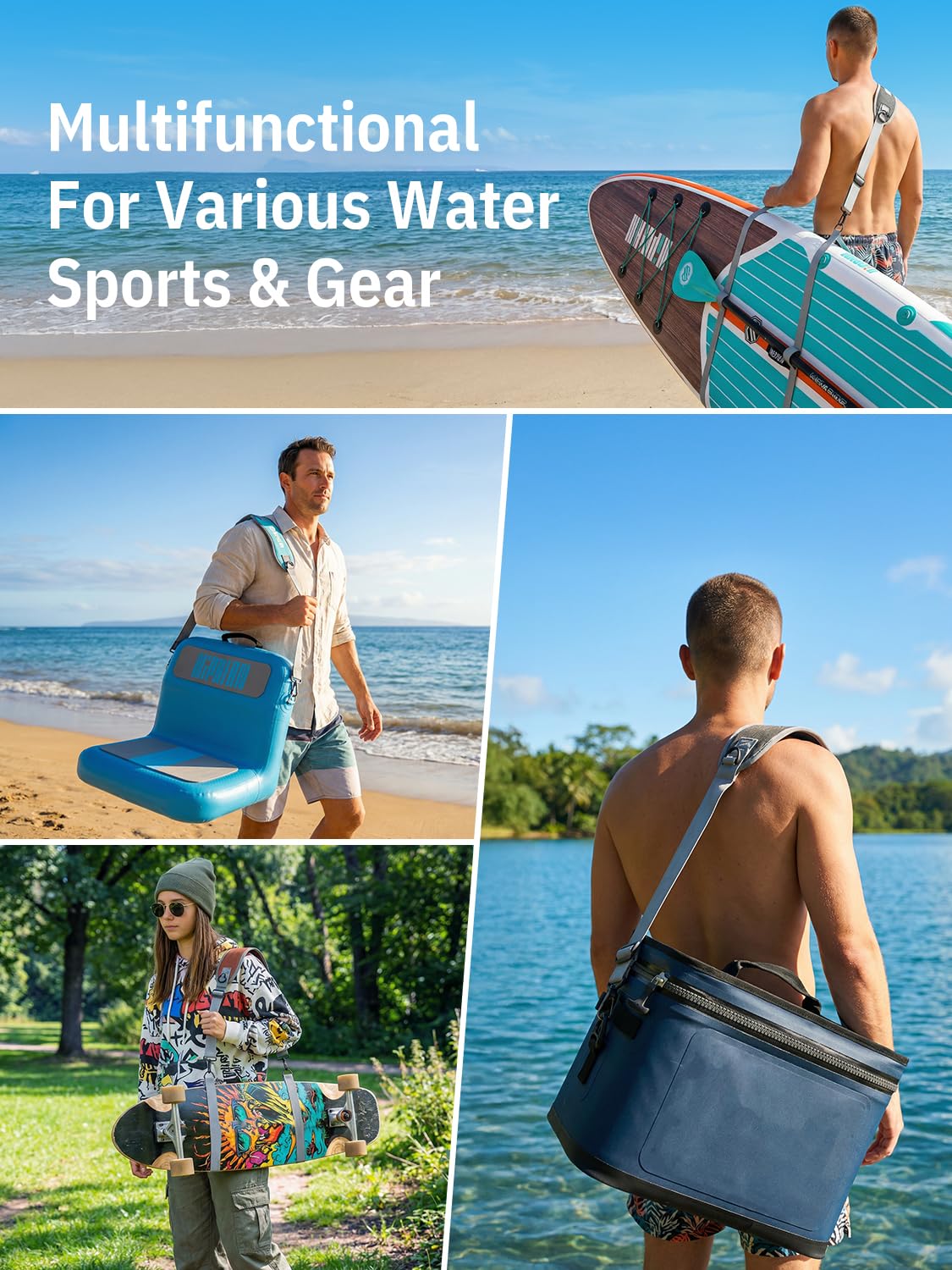 Niphean SUP Tragegurt, Stand up Paddle Zubehör für Paddle Board, Freihändig Verstellbarer SUP Schultergurt für Stand Up Paddling Board, Kayak, Surfbrett Tragegurt mit Gepolsterter Schulterauflage