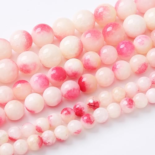 Cuentas redondas sueltas naturales, cuentas de piedra energética de cristal para hacer joyas de 15 pulgadas (aventurina roja, 0.39 pulgadas)