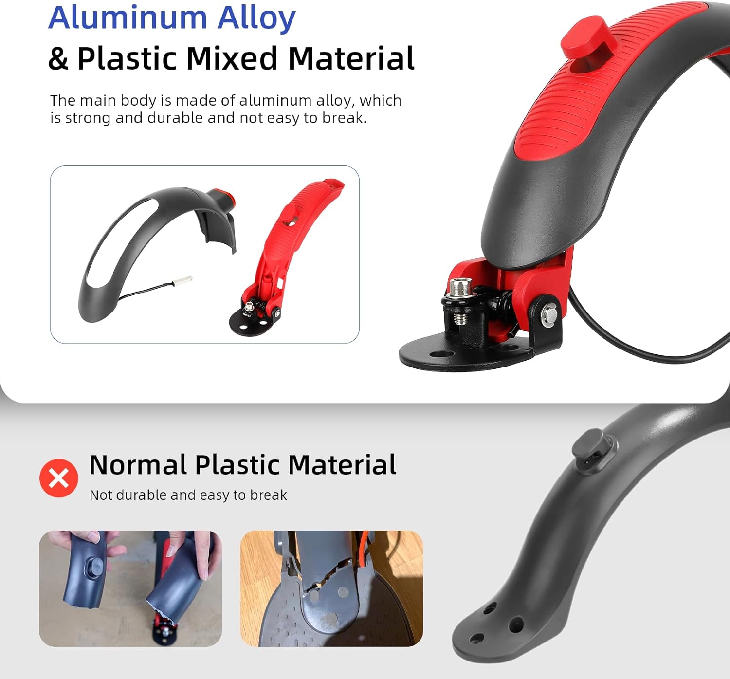 ulip Scooter Rear Fender Scooter Replacement Accessory with Tail Light with Brake Compatible with Xiaomi M365 Pro Pro 2 1S MI3 Swagger 5 Scooter