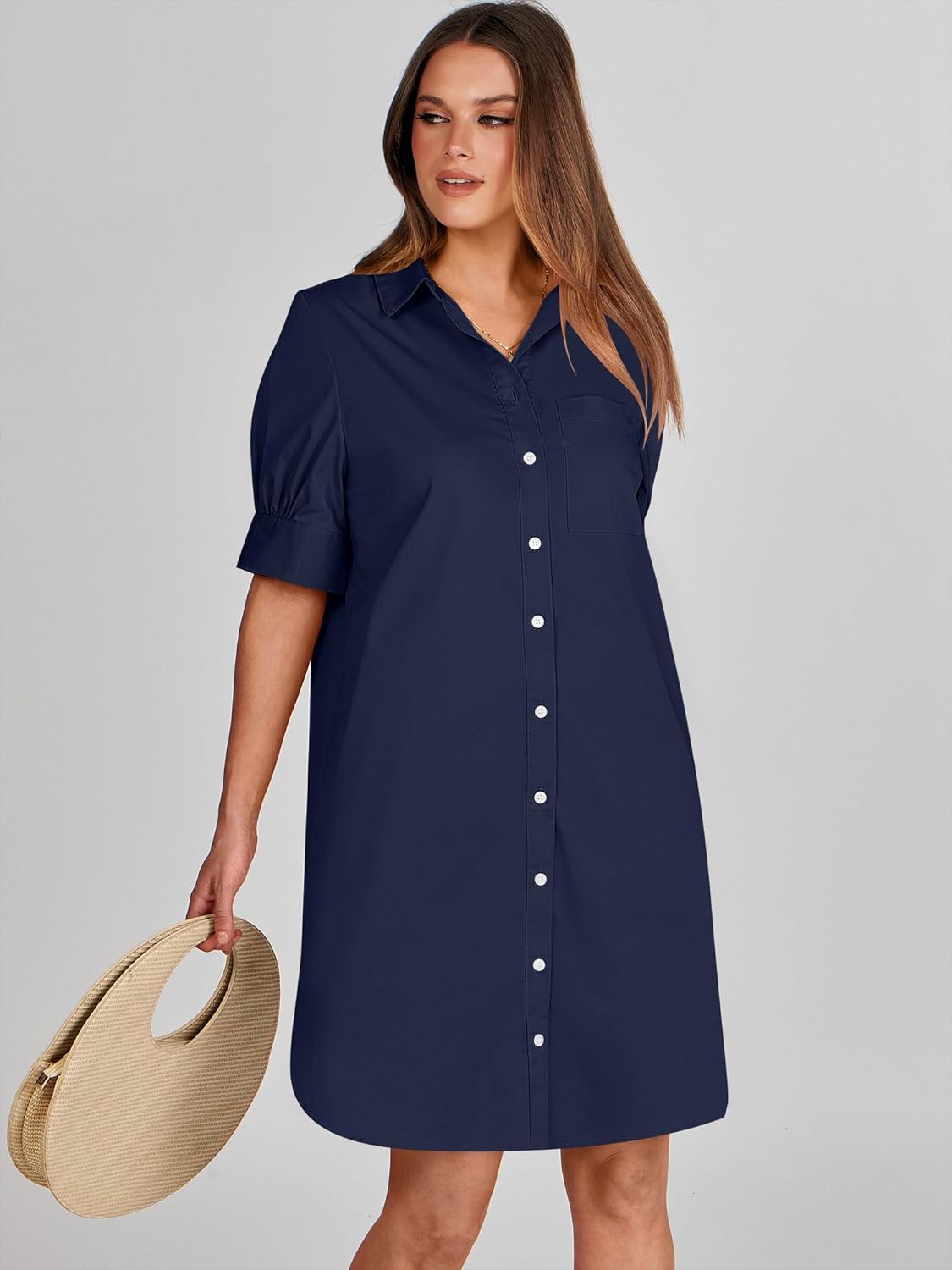 ANRABESS Womens Button Down Shirt Dress Summer Short Sleeve Business Casual Shift Dresses with Pockets 2026 Trendy - Image 8