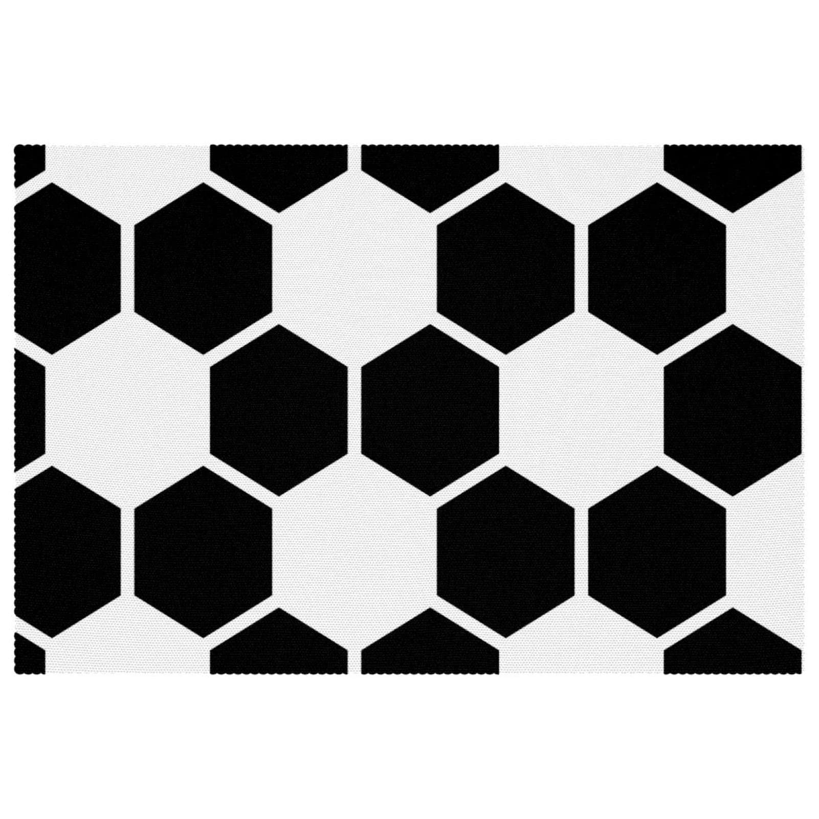 Set de table football abstrait noir et blanc lot de 6 pièces antidérapants 30x45 cm