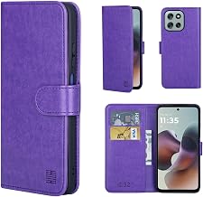 32nd PU Leather Wallet Flip Case Cover for Motorola Moto G56, Case with RFID Blocking Card Slots, Magnetic Closure and Stand Function - Purple