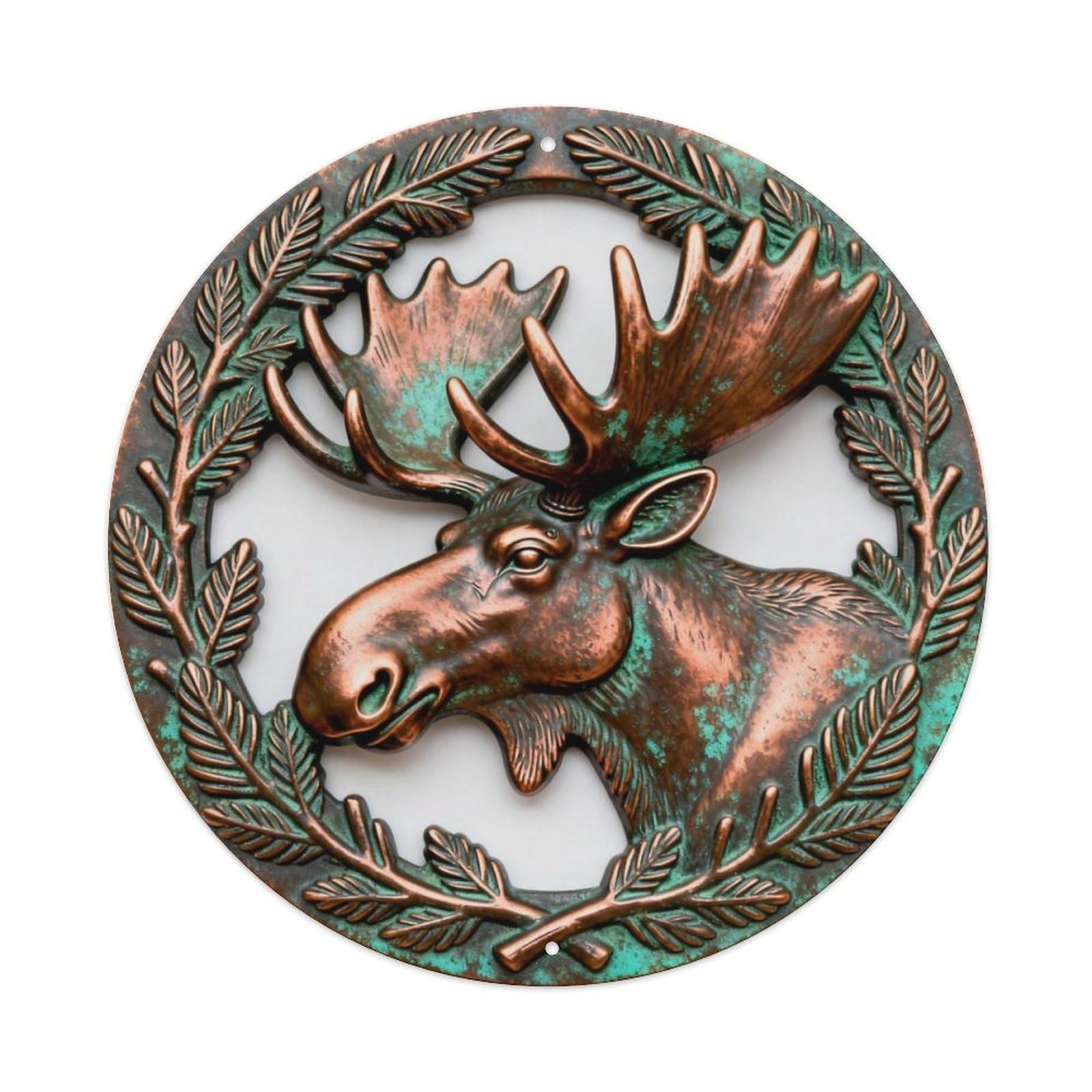 Native Moose Forest Totem Metal Tin Sign Plaque