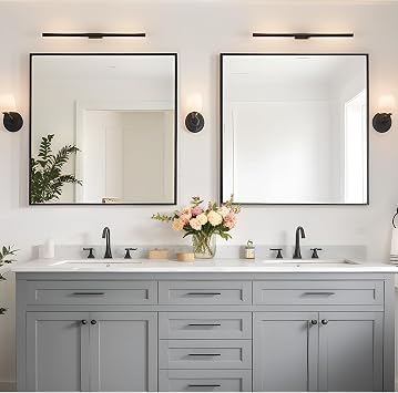 Rectangle Bathroom Mirror 30x30 inch, Large Mirror with Black Frame, Rectangular Vanity Mirror 30 X 30, Modern Matte Wall Mounting Mirrors, Hang Horizontal or Vertical