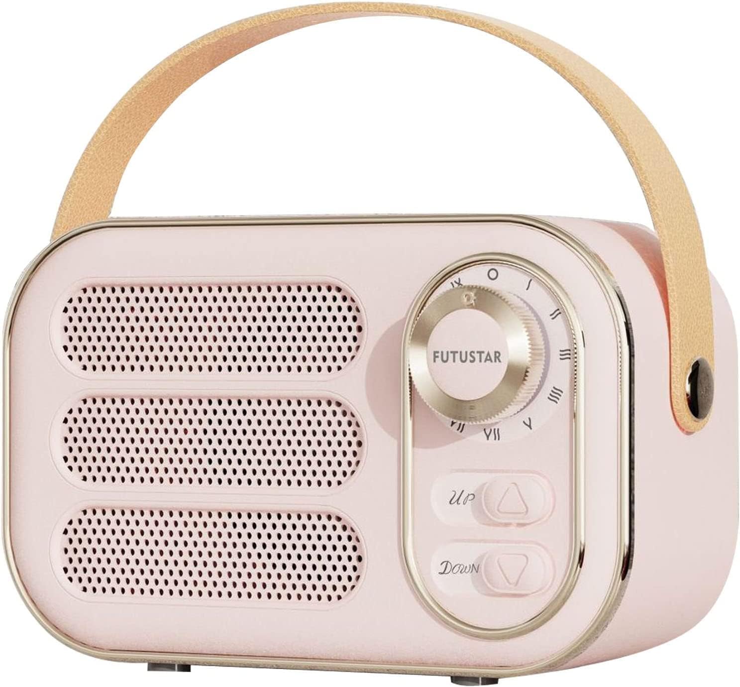 Retro Bluetooth Speaker, Vintage Portable Wireless Bluetooth Speakers with Loud Volume Support TF Card U Disk AUX Input Old Style for Kitchen Bedroom Home Office Outdoor (Pink)