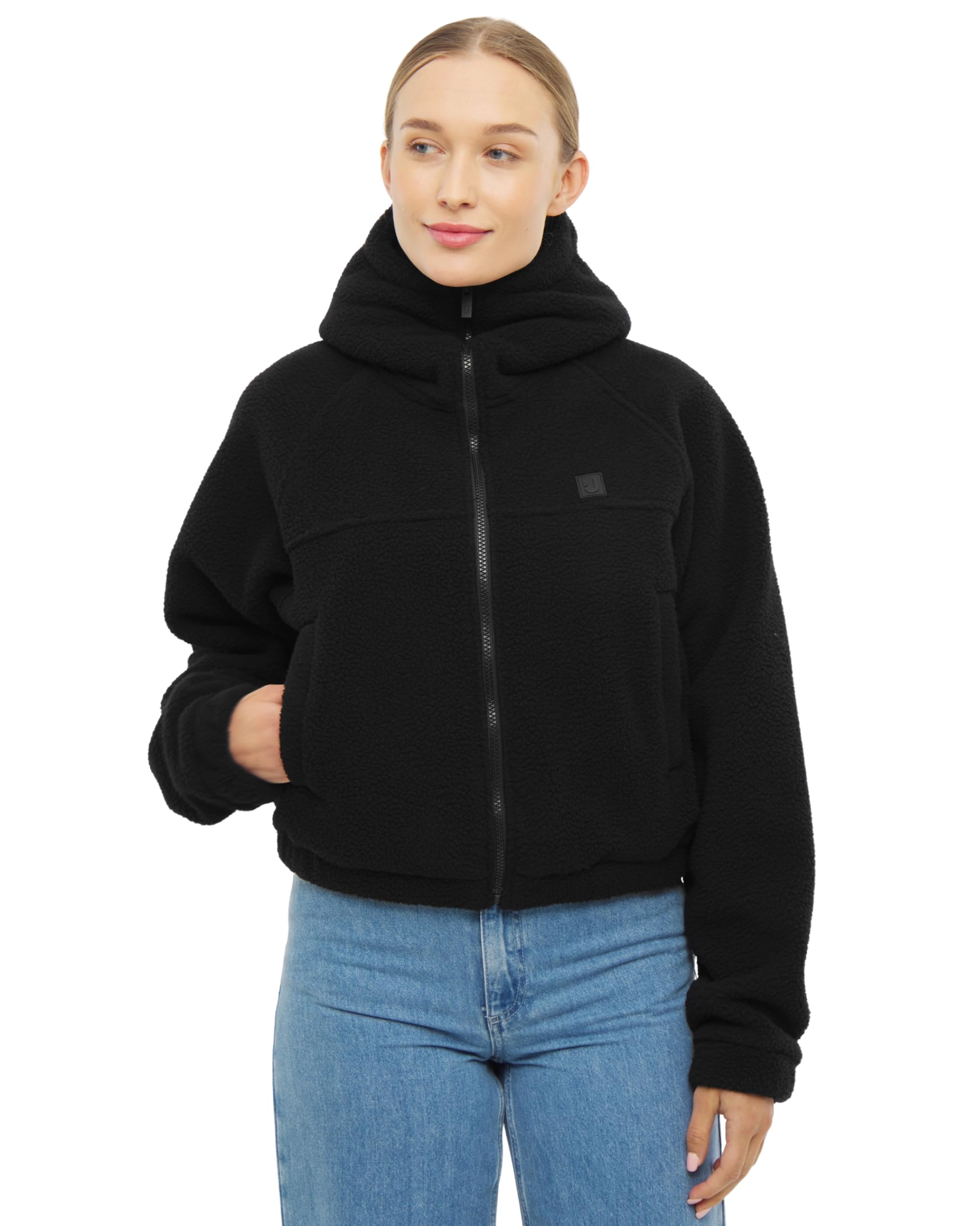 Johnny Urban Kurze Fleecejacke Damen - Nova - Cropped Teddyjacke für Herbst & Winter - Fleece Jacke Mit Hoher Kapuze - Warme Übergangsjacke aus Teddyfleece