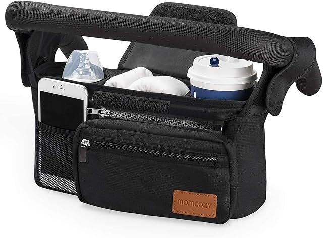Universal Stroller Organizer with Insulated Cup Holder by Momcozy - Detachable Phone Bag & Shoulder Strap, Fits for Stroller like Uppababy, Baby Jogger, Britax, Bugaboo, BOB, Umbrella and Pet Stroller