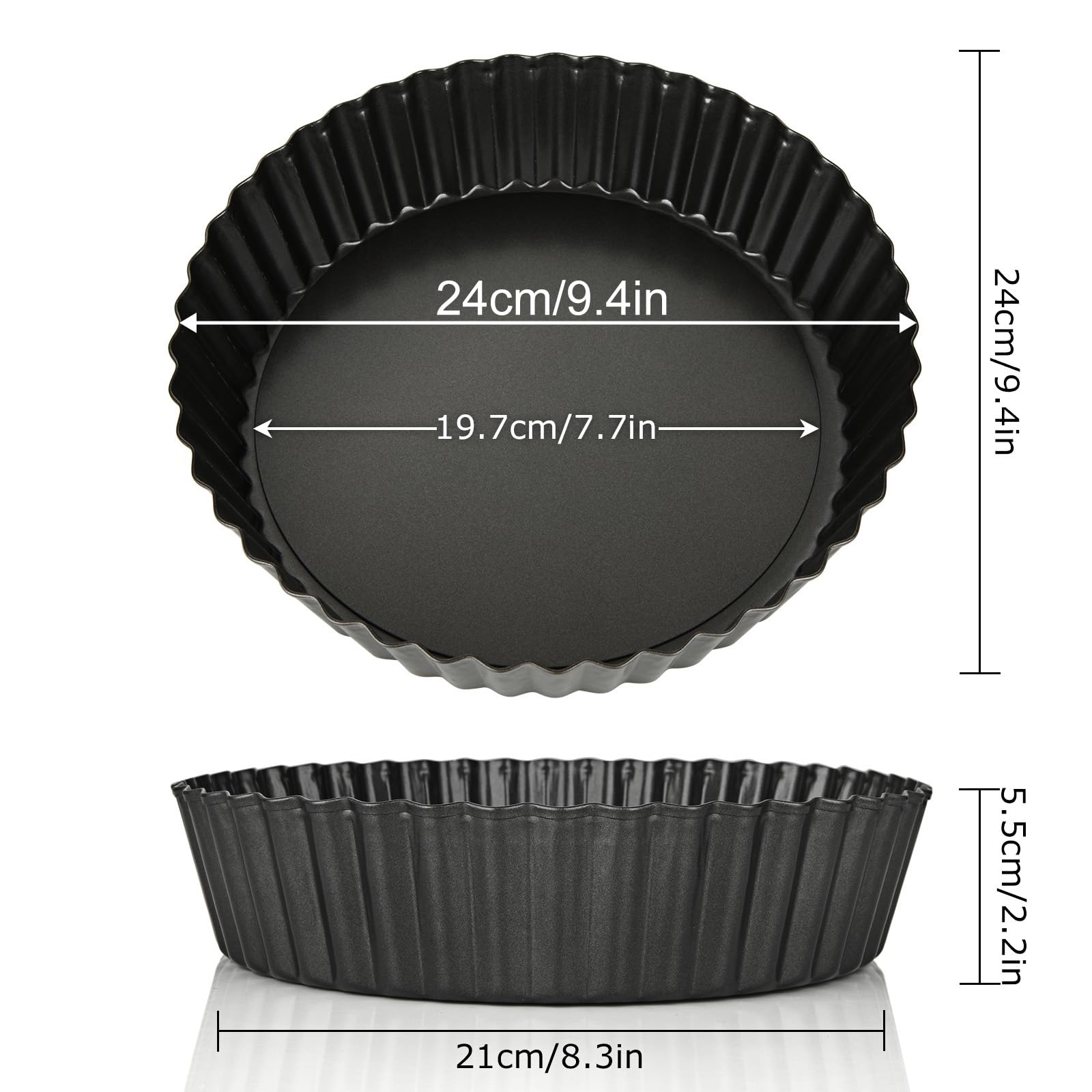 Oungy 4 Pack Quiche Dishes, 22cm/24cm Non-Stick Quiche Tins With Loose