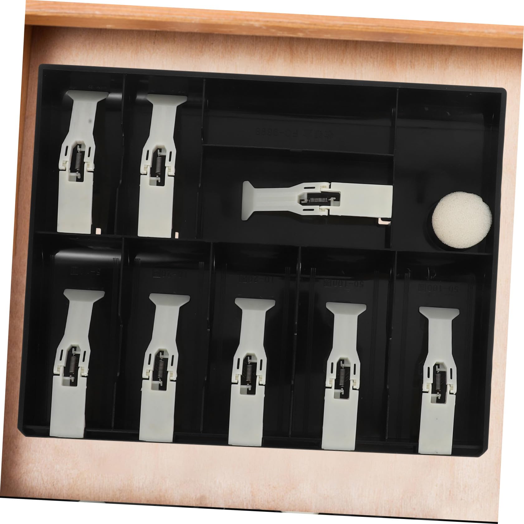 Organizzatore per Contanti Multi-scomparto con Clip per Uso in Negozio e Supermercato, Cassetto Portamonete in Plastica con 9 Scomparti