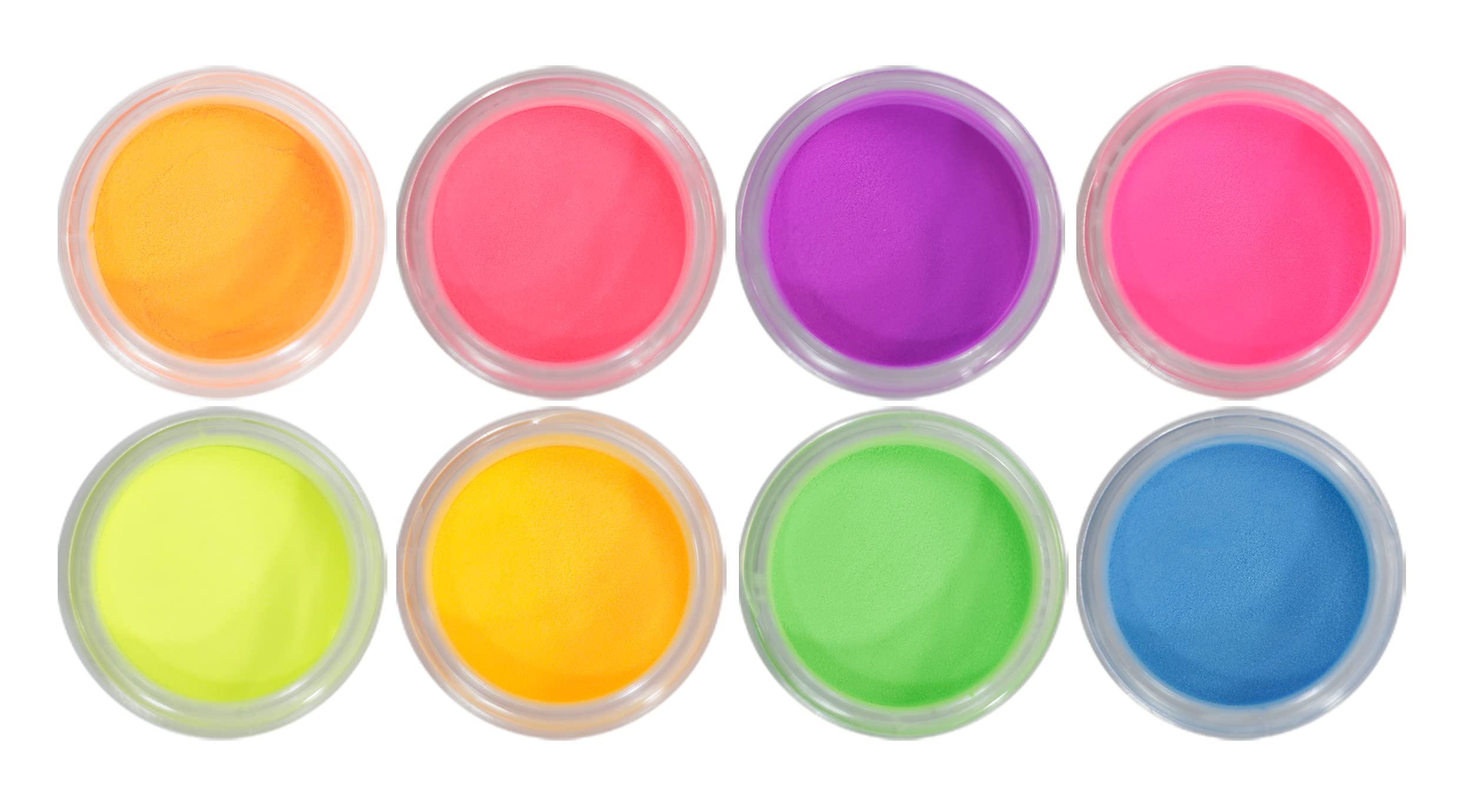 NAIL FAC TORYFACTORY - Acrylic Powder Set NEON COLLECTION, Glow in the dark 8 Neon Colors Acrylic Nail Powder for Acrylic Nail Extension Carving, 1/8 Oz Each One.