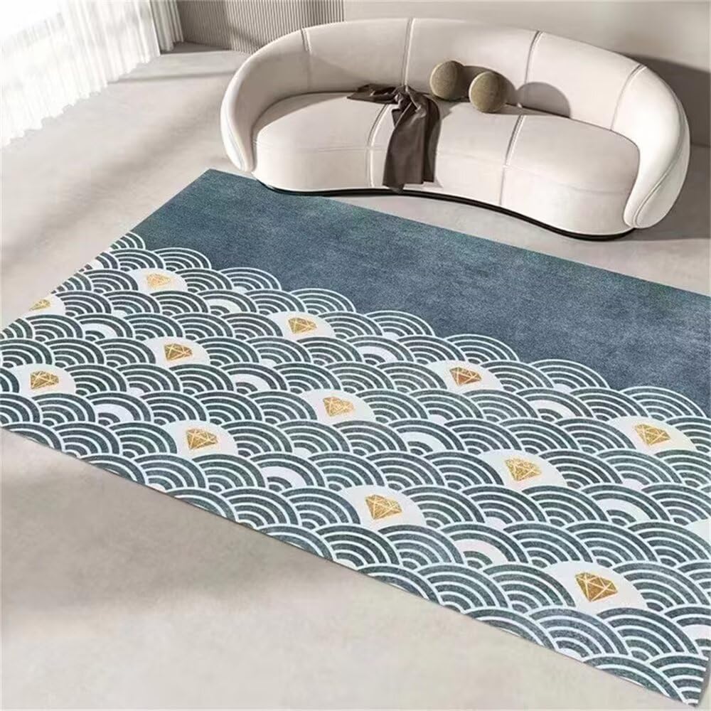 Tapis balcon de salon bleu 200x200cm idéal pour coin détente terrasse