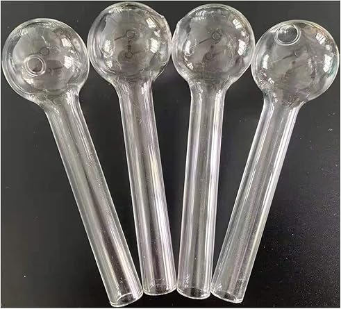 Clear Glass Oil Burner Glass Pipe Oil Nail Smoking Pipe Glass Oil Pipe Glass Pipe Mensole 4.1 inches 10.5 cm 1.1 inches 28 mm Diameter Glass Pipe Set of 3 3 Pieces