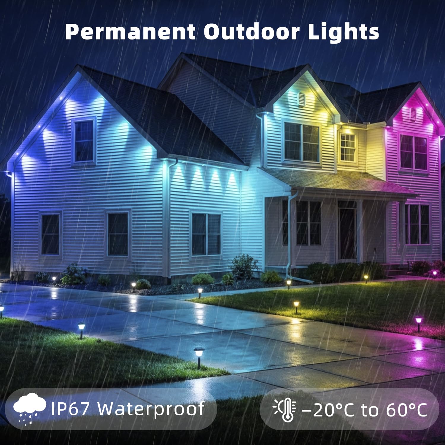 15M Lumières Permanentes Extérieur RGB, guirlande lumineuse, étanche IP65 pour l'extérieur, avec télécommande et application, minuterie, pour les fêtes, la décoration quotidienne