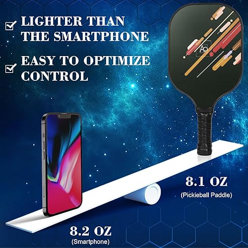 Miniatura 5 de Juego de 2 palas de pickleball con 4 bolas, una bolsa ligera, pala de pickleball de fibra de vidrio, raquetas y pelotas de pickleball para hombres,
