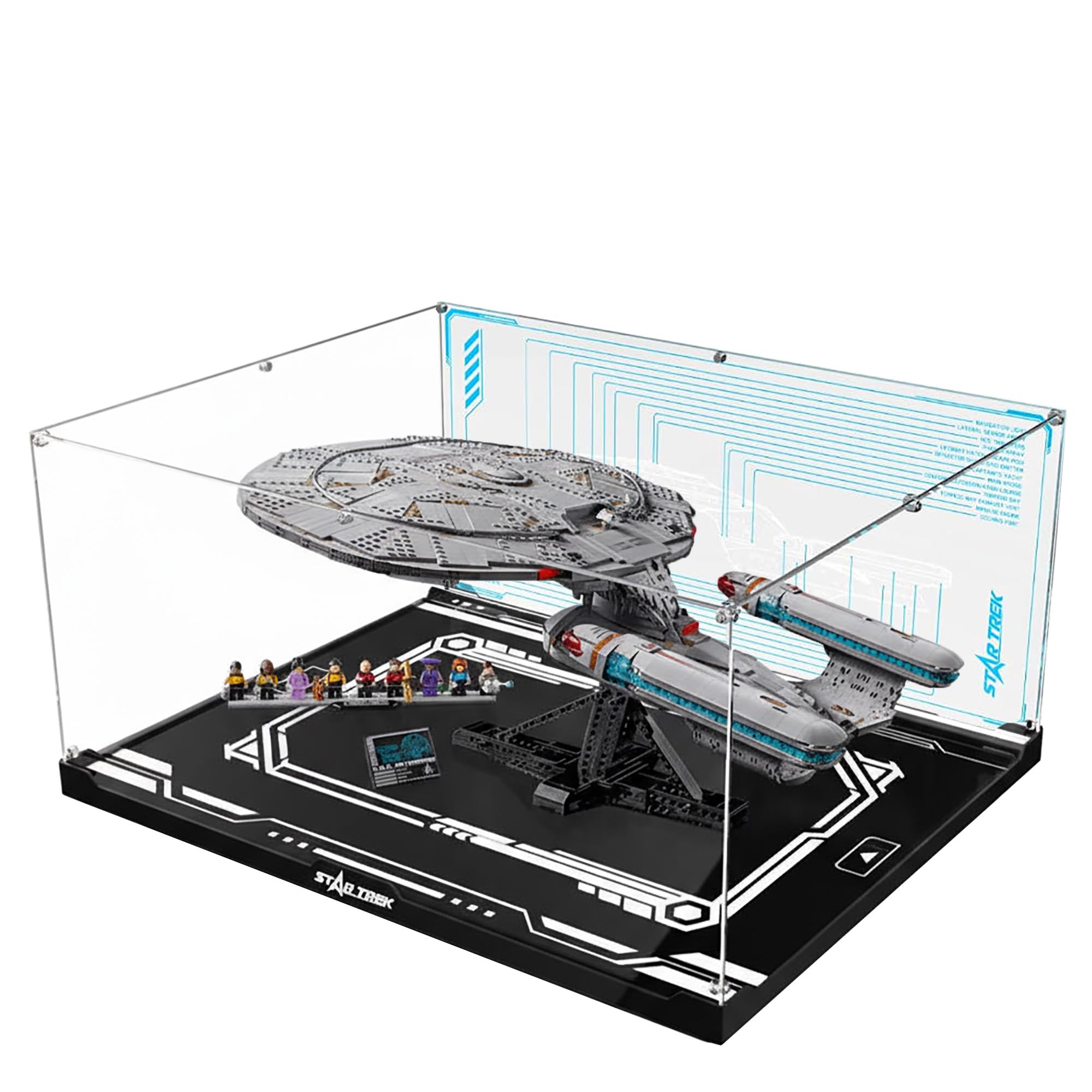 Acrylic Display Case for Lego 10356 Star Trek Federation Starship Enterprise Model, 3mm Dustproof Display Box, Display Case Compatible with Lego 10356(Model Not Included)