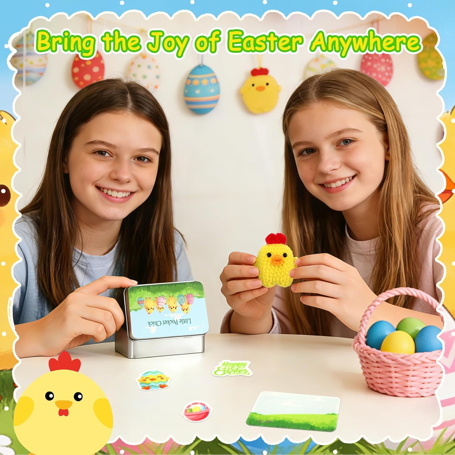 Little Pocket Chick, Easter Knitted Chick, Mini Easter Scene in Tin Box, Cute Collectible Easter Keepsake, Easter Baskets, Travel Buddy