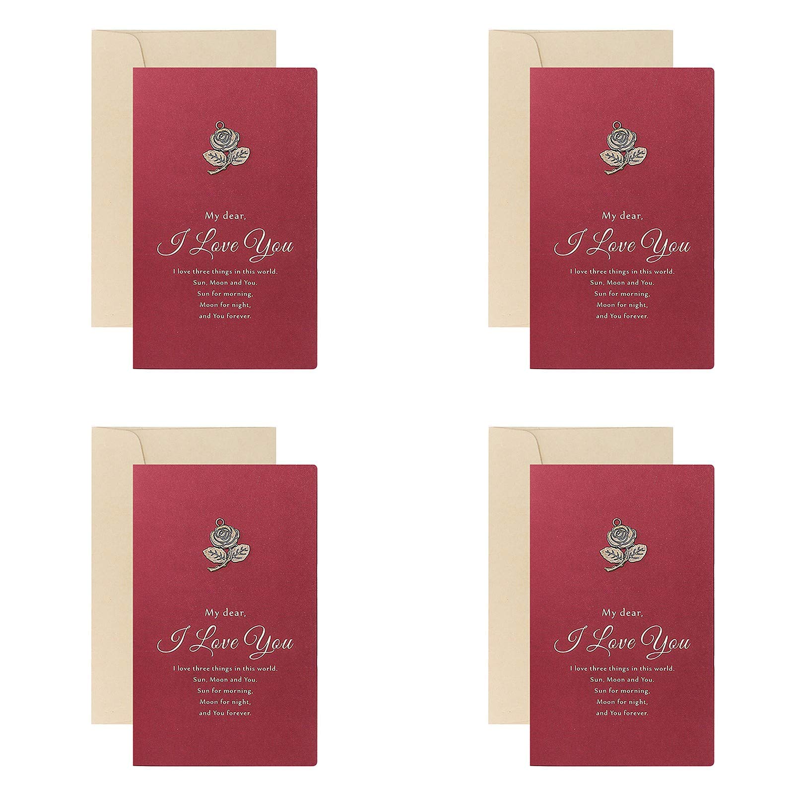 4PCS Solid Greeting Card with Envelopes Romantic Holiday Birthday Gift A