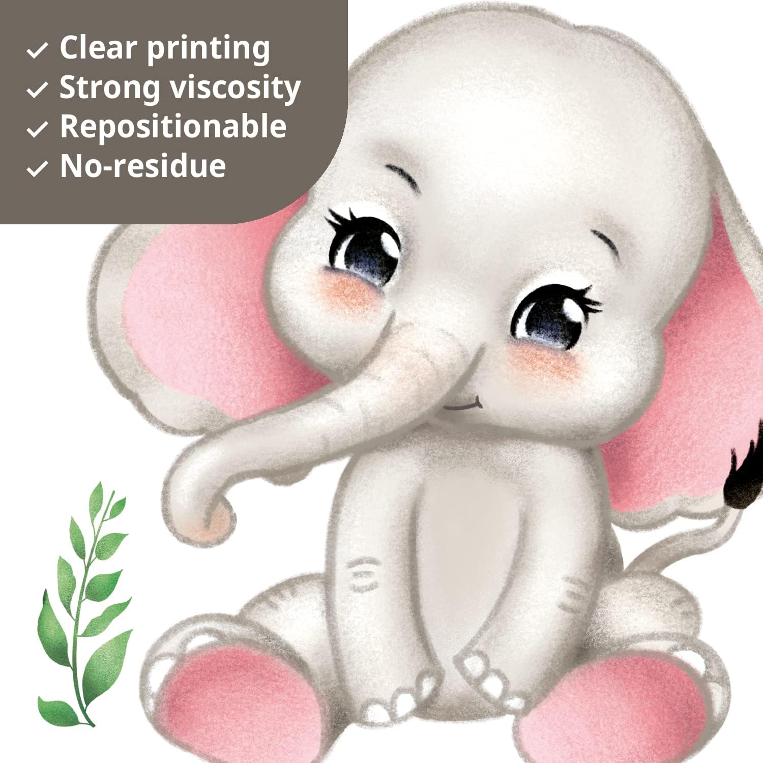 DECOWALL DS12-8073 Jungle Animals Wall Decals Elephant Giraffe Safari Wall Stickers Baby Nursery Kids Room Living Room Wall Décor - Image 4