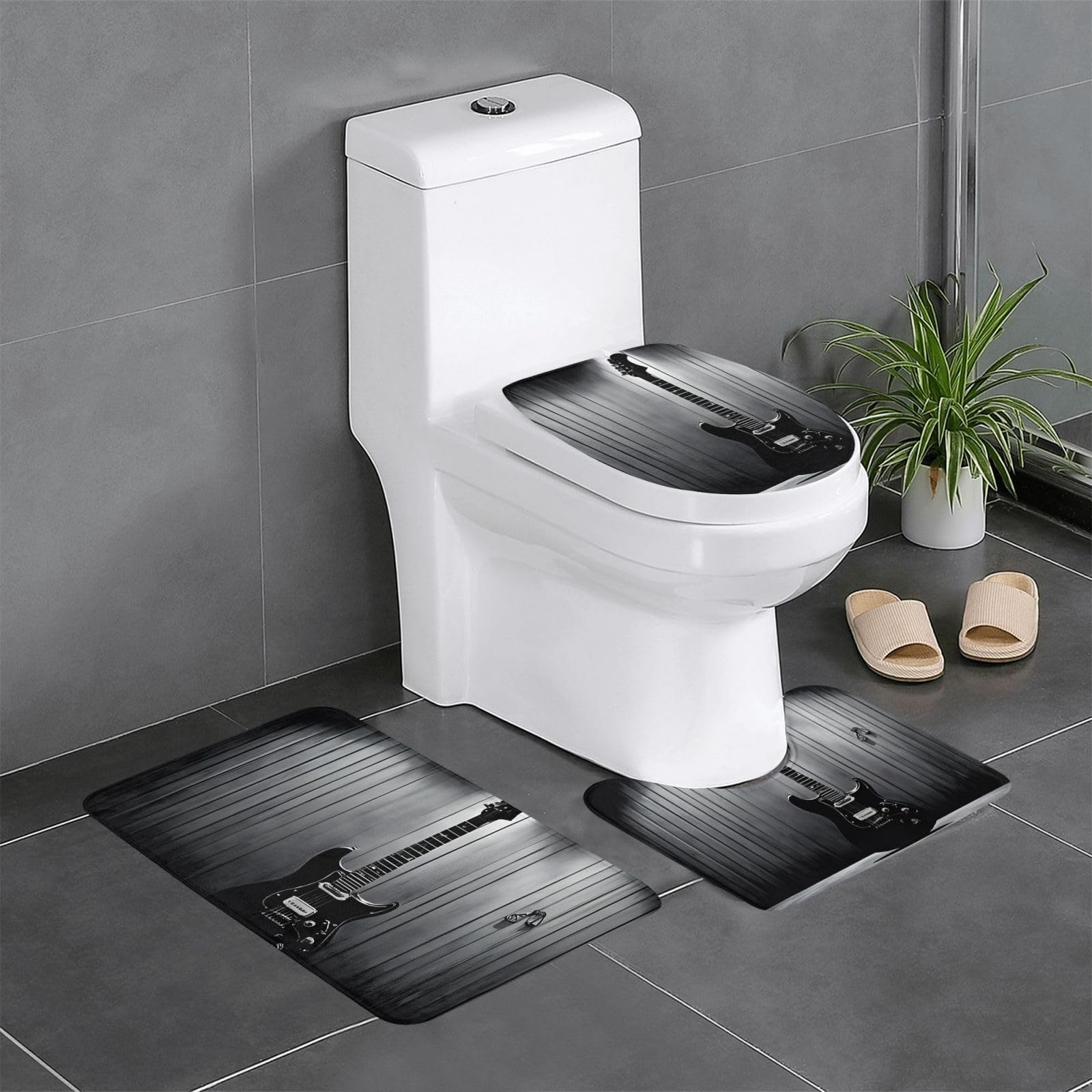Tapis de salle de bain guitare électrique lot tapis de toilette contour WC