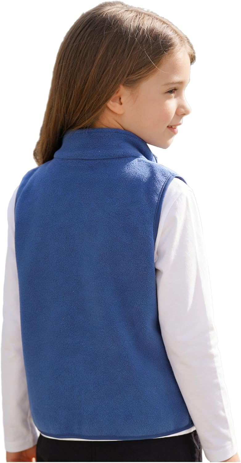 Mufeng Boys Girls Stand Collar Fleece Vest Zipper Sweatshirt Outerwear Sleeveless Full-zip Warm Jacket