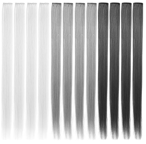 Miniatura 2 de 12 extensiones de cabello multicolor con clip para niños, accesorios para el cabello de fiesta para niñas y mujeres, 21 pulgadas de cabello largo