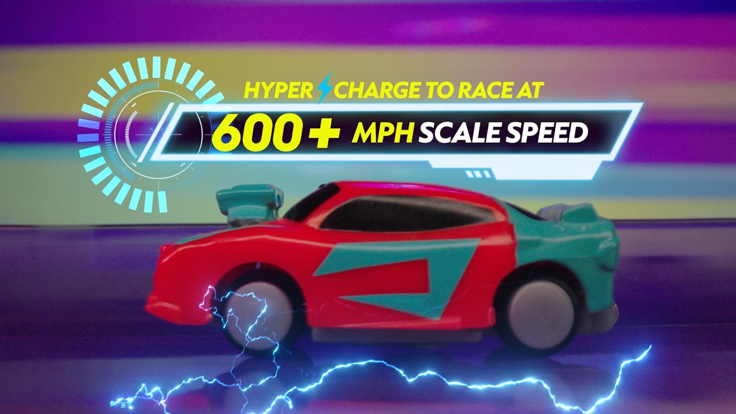 Hyper Burst Battle Racers Blue Axion Car & Launcher | Over 600+ MPH Scale Speed! | Racing Micro Scale Cars and Battle Action Toys | Ages 5+