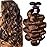 UNice Brown Highlight Body Wave Human Hair Weave 3 Bundles 8 10 12 inch, Brazilian Remy Hair Ombre Blonde Human Hair Wavy Weaves Sew in Piano Color TFB30