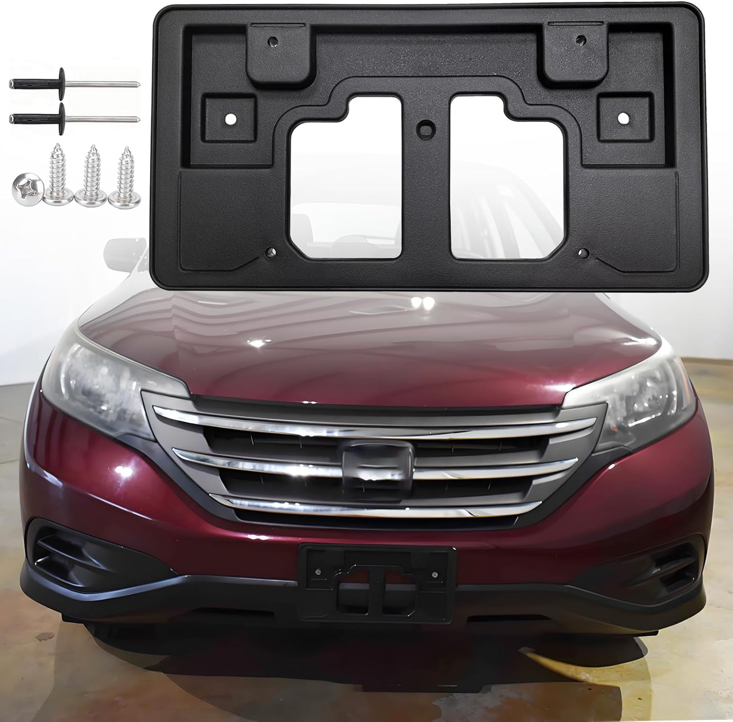 FASTCHE Front Bumper License Tag Plate Frame Bracket Holder Compatible with 2012 2013 2014 Honda CR-V Replace # 71145-T0A-A00 71145T0AA00